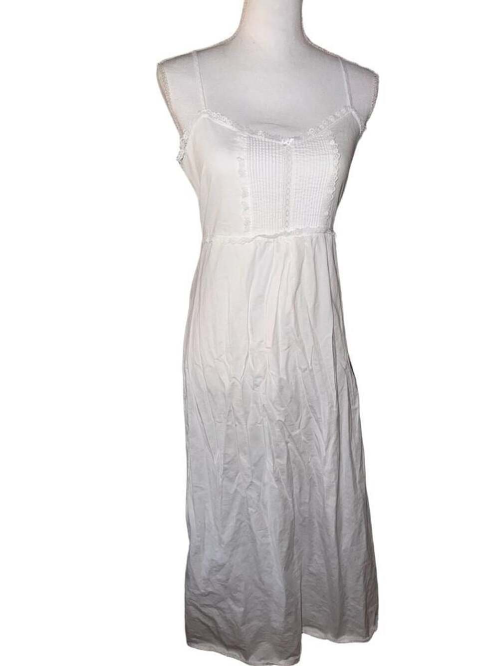 Brandy Melville Maxi Dress White Cotton Lace Trim Spaghetti Strap